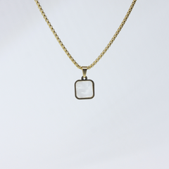 Azure Rectangular Golden Tone White Black Pendant