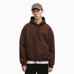 Basic Loose Fit Hoodie - Brown