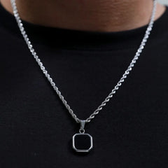 Onyx Tone Pendant White Black Necklace