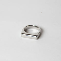 Vertical Bar Signet Ring Silver
