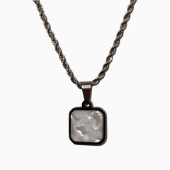 Onyx Tone Pendant White Black Necklace