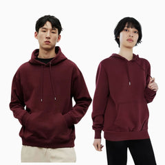 Basic Loose Fit Hoodie - Burgundy