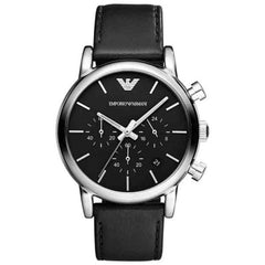 Emporio Armani Men’s Quartz Black Leather Strap Black Dial 46mm Watch AR8029