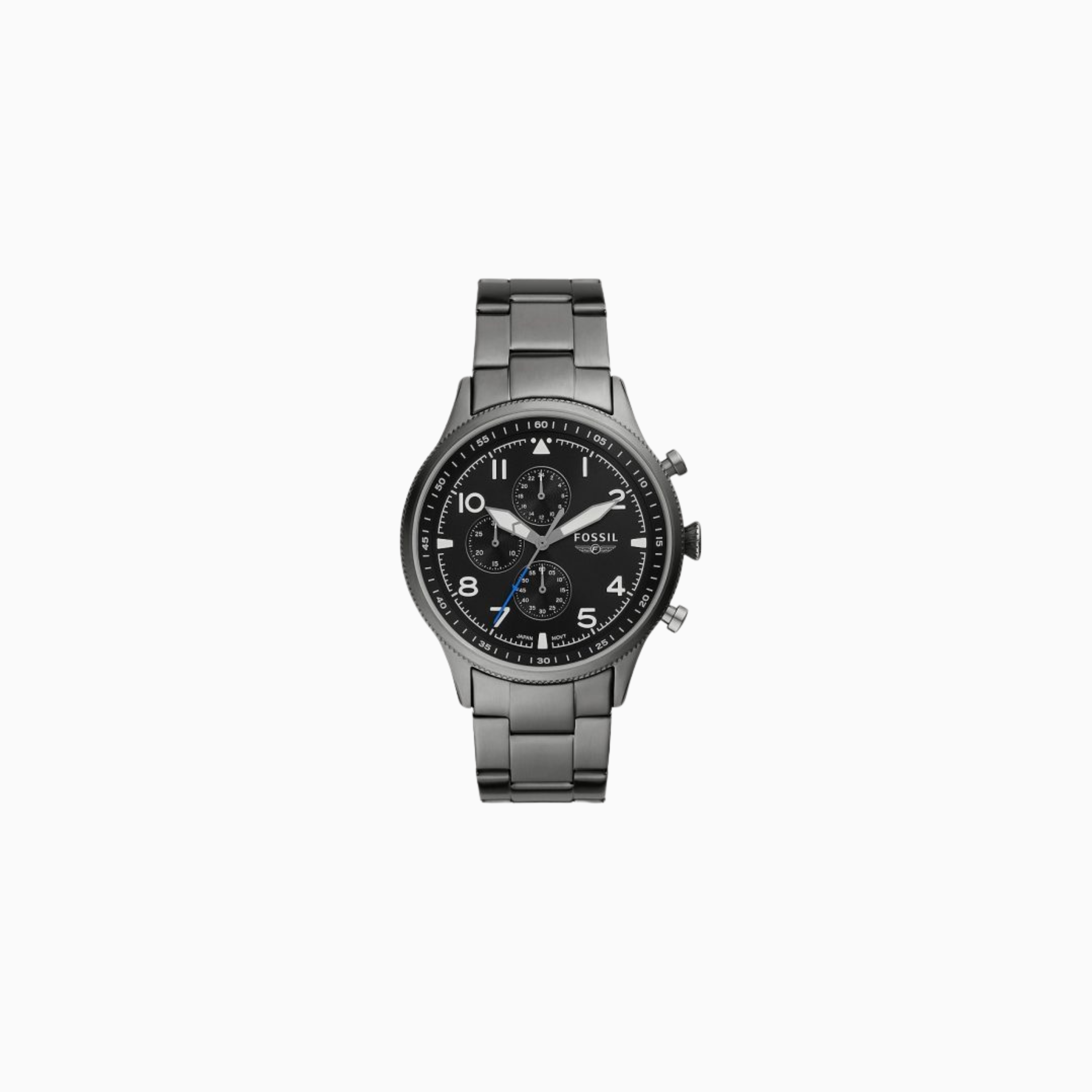 Fossil Men’s Quartz Grey Stainless Steel Black Dial 44mm Watch FS5834