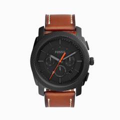 Fossil Men’s Quartz Brown Leather Strap Black Dial 45mm Watch FS5234