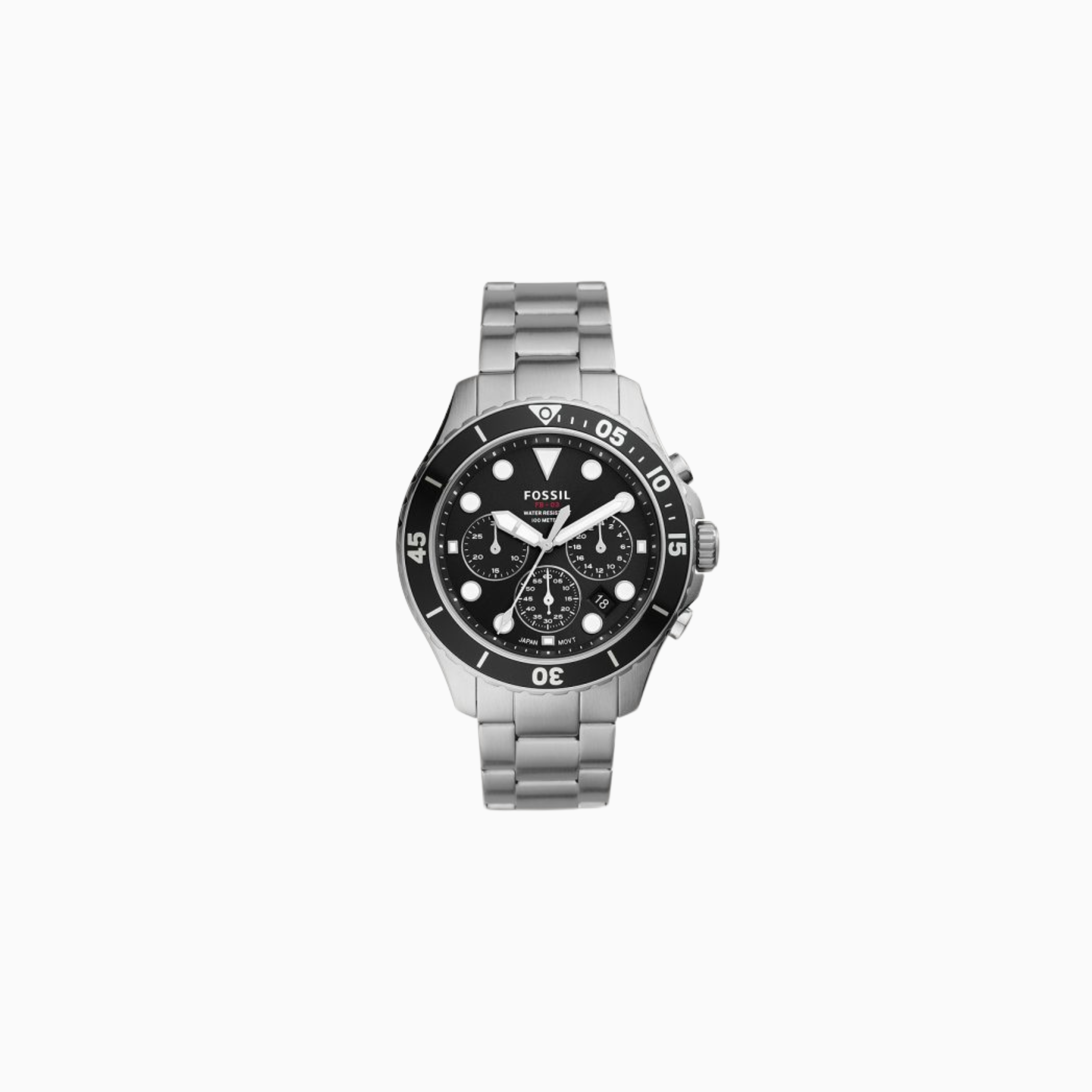 Fossil Men’s Chronograph Quartz Stainless Steel Black Dial 46mm Watch FS5725
