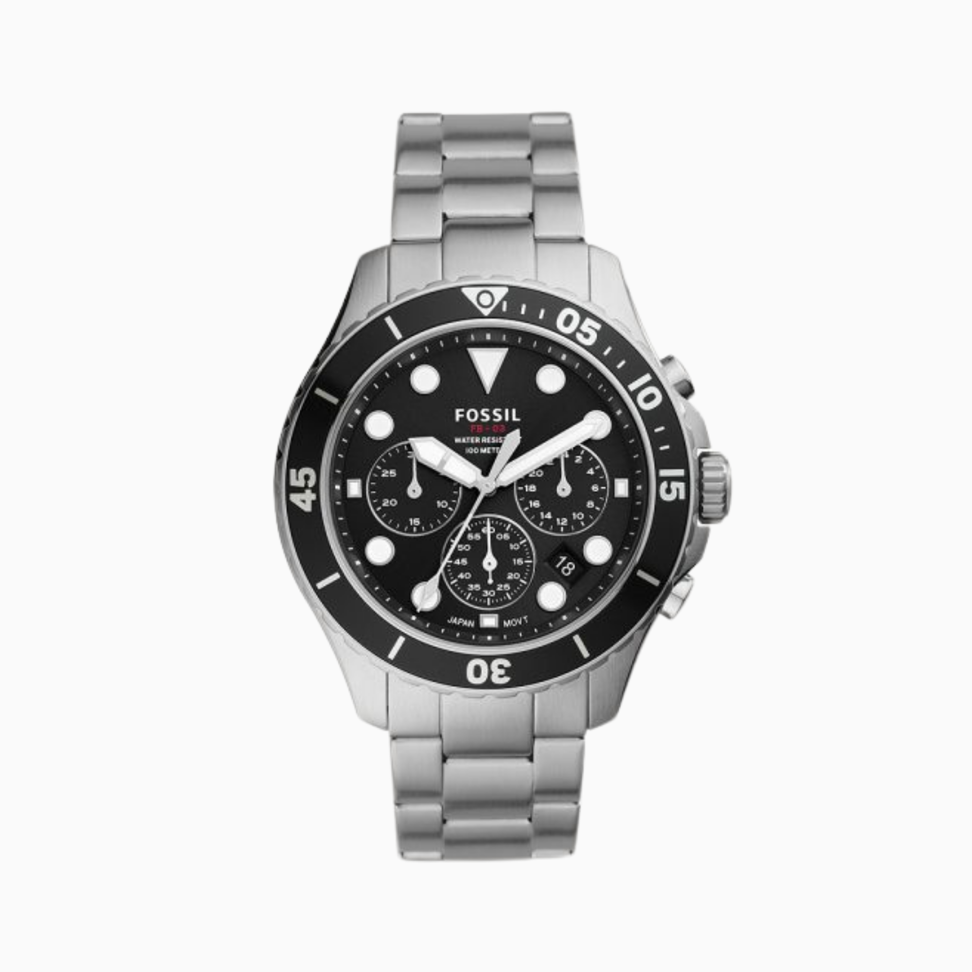 Fossil Men’s Chronograph Quartz Stainless Steel Black Dial 46mm Watch FS5725