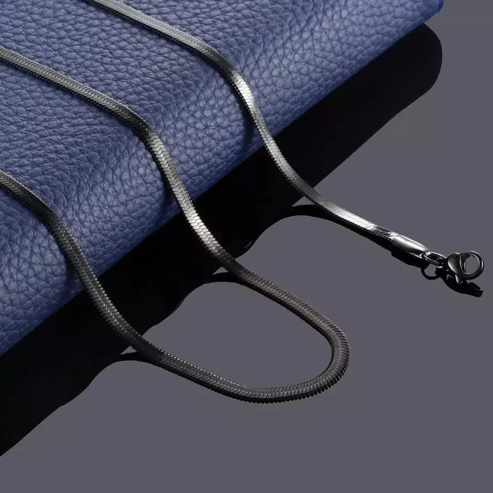 Flat Snake Chain Black