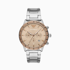 Emporio Armani Men's Quartz Stainless Steel Beige Dial 43mm Watch AR11352