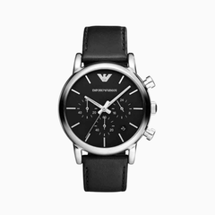 Emporio Armani Men’s Quartz Black Leather Strap Black Dial 46mm Watch AR8029