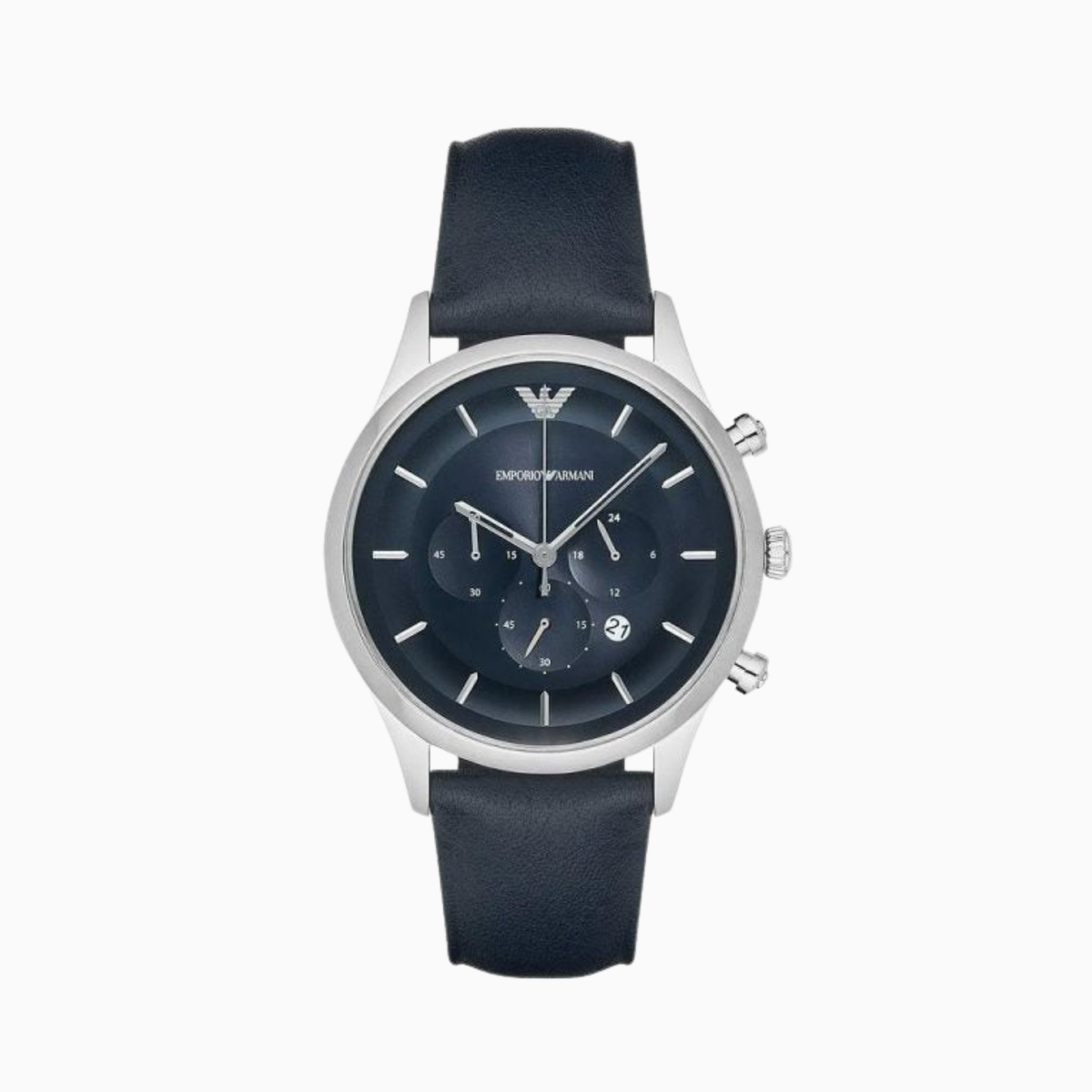 Emporio Armani Men’s Chronograph Quartz Leather Strap Blue Dial 43mm Watch AR11018