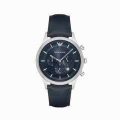 Emporio Armani Men’s Chronograph Quartz Leather Strap Blue Dial 43mm Watch AR11018