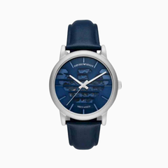 Emporio Armani Men’s Automatic Leather Strap Blue Dial 43mm Watch AR60030