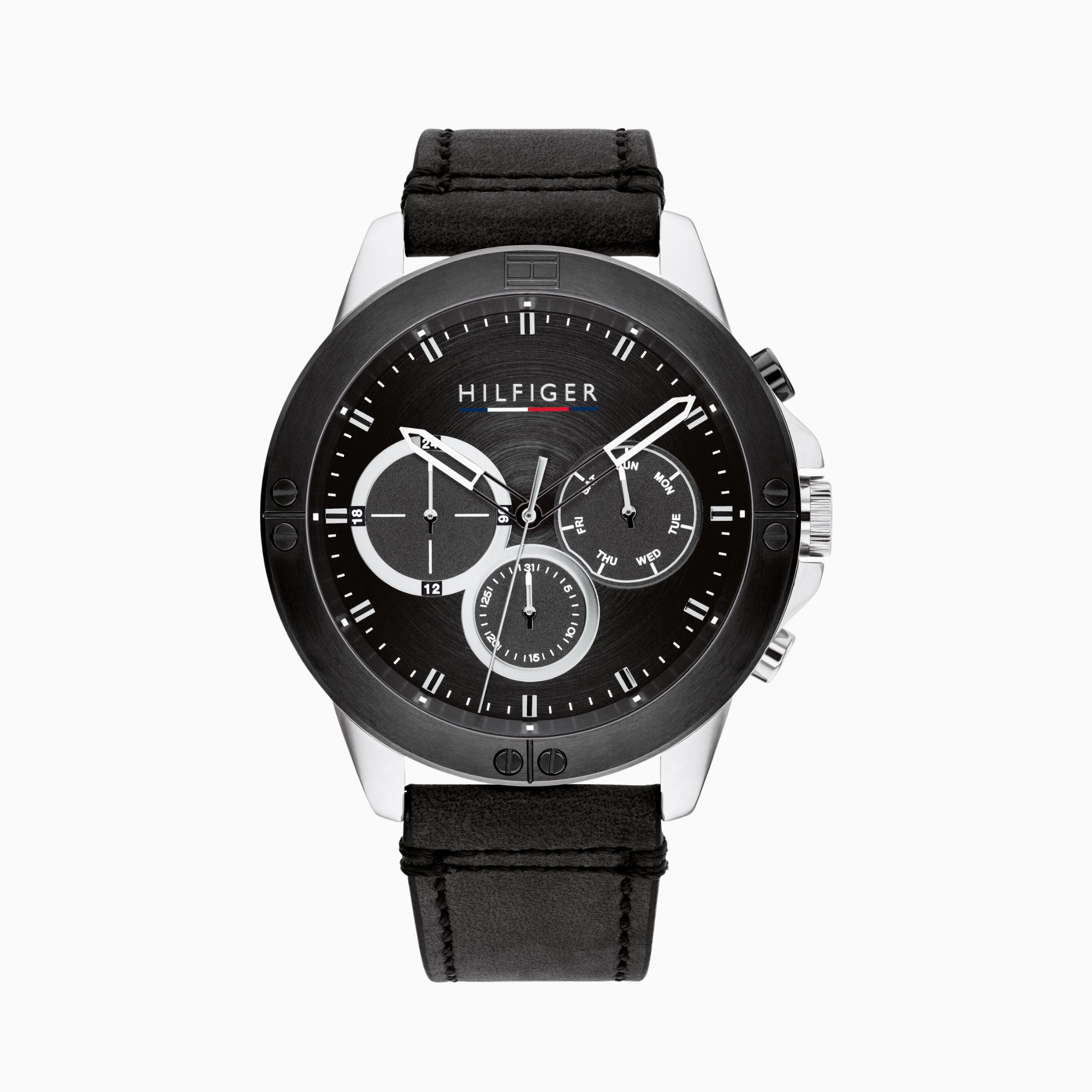 Tommy Hilfiger Men’s Quartz Leather Strap Black Dial 46mm Harley Watch 1791894