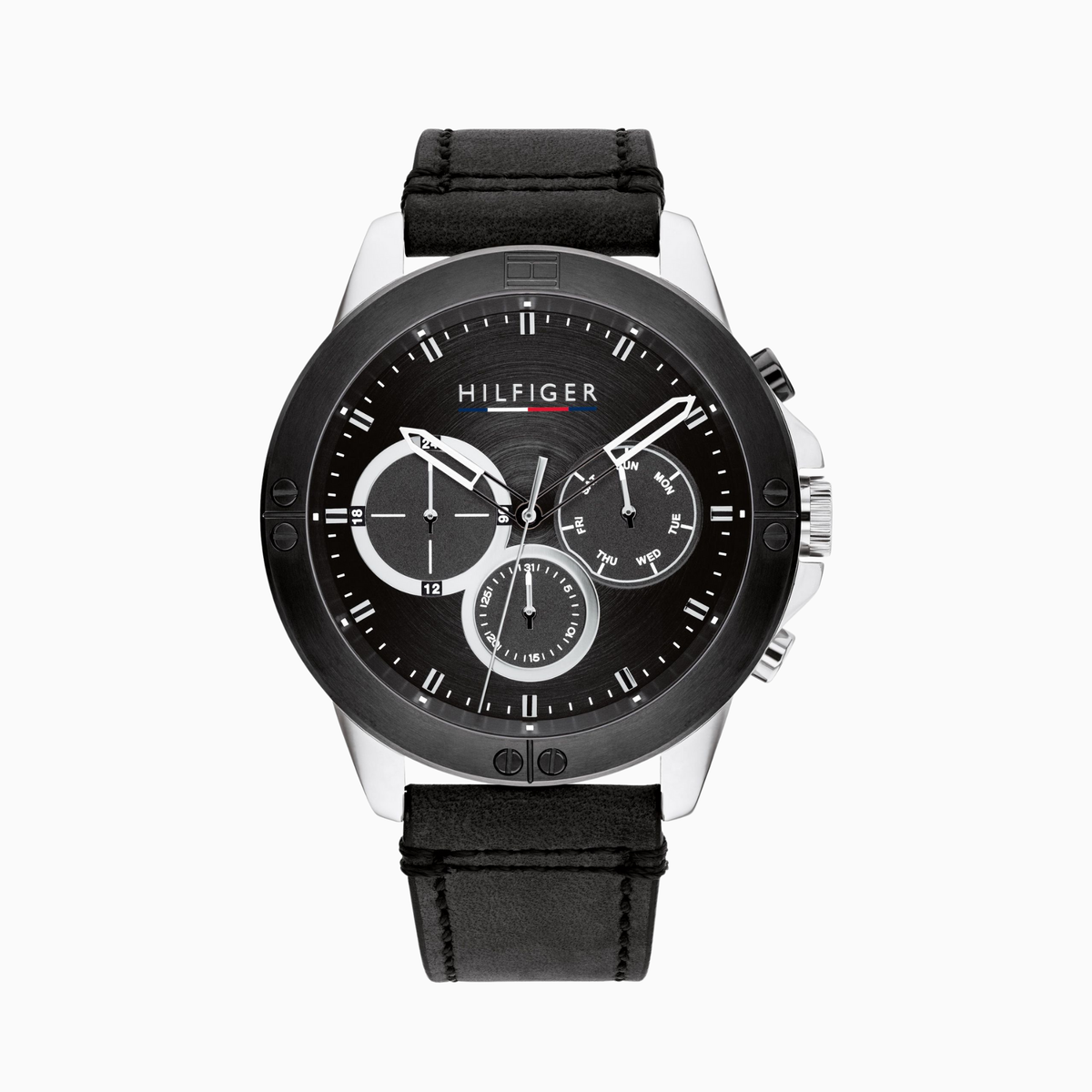 Tommy Hilfiger Men’s Quartz Leather Strap Black Dial 46mm Harley Watch 1791894