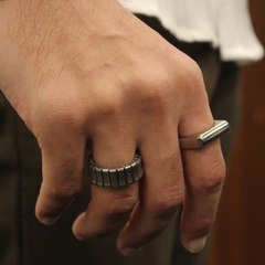 Vertical Bar Signet Ring Silver