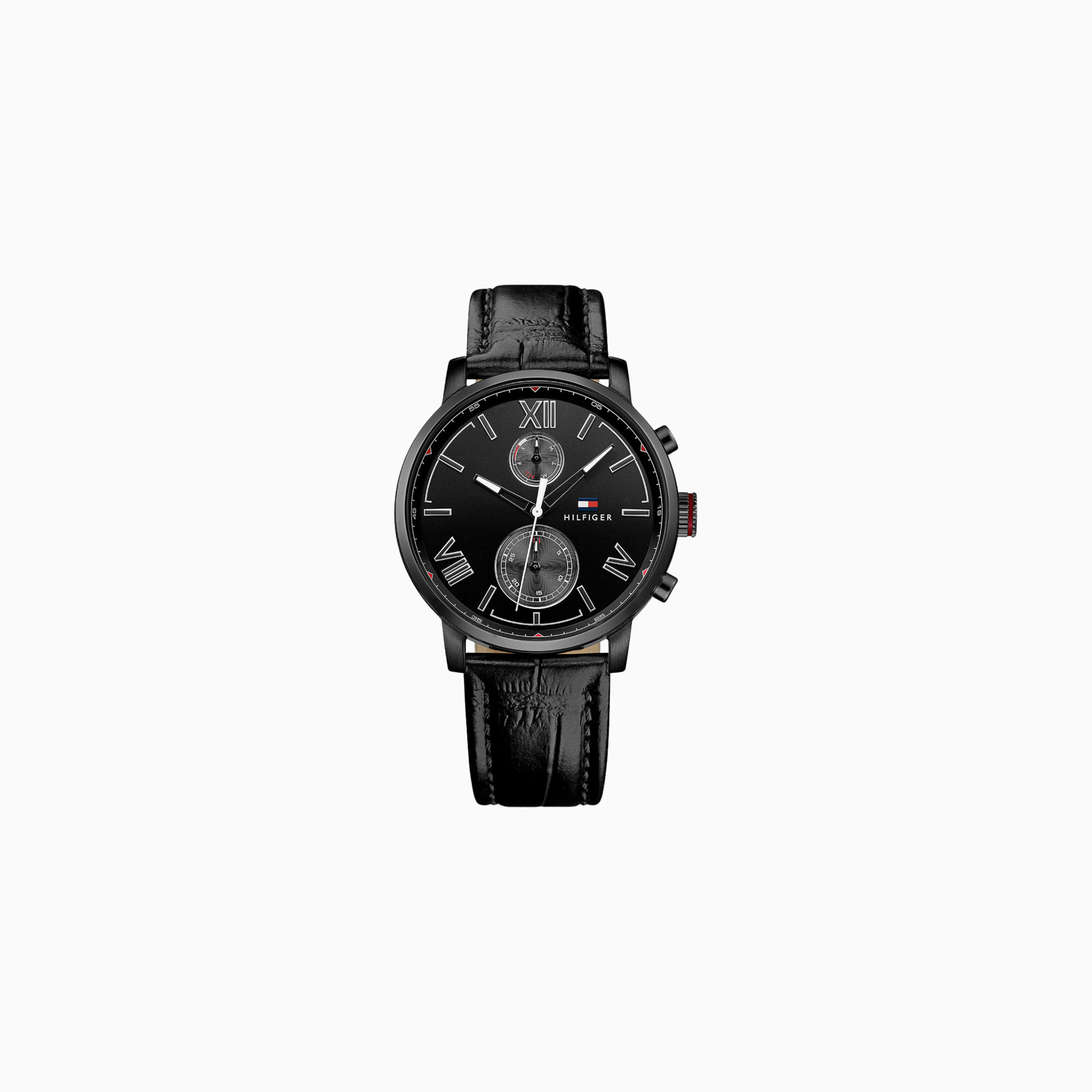 Tommy Hilfiger Men’s Quartz Leather Strap Black Dial 44mm Watch 1791310