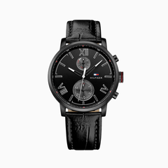 Tommy Hilfiger Men’s Quartz Leather Strap Black Dial 44mm Watch 1791310