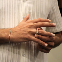 Vertical Bar Signet Ring Silver