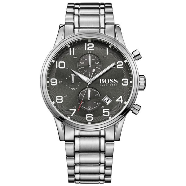 Hugo Boss Men’s Quartz Stainless Steel Grey Dial 44mm Watch 1513181