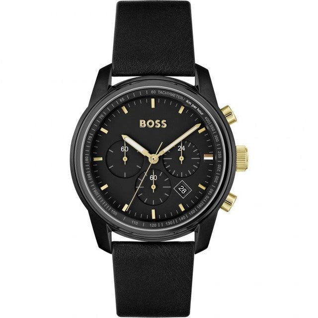 Hugo Boss Mens Chronograph With Black Dial Leather Strap Watch – 1514003