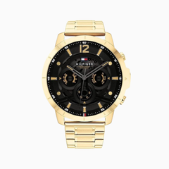 Tommy Hilfiger Men’s Quartz Gold Stainless Steel Black Dial 50mm Watch 1710511
