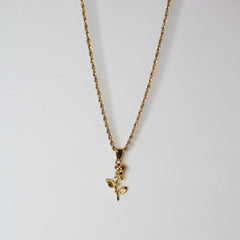 Flower Rope Chain Pendant Gold