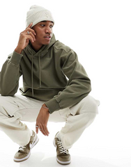 Basic Loose Fit Hoodie - Olive Green