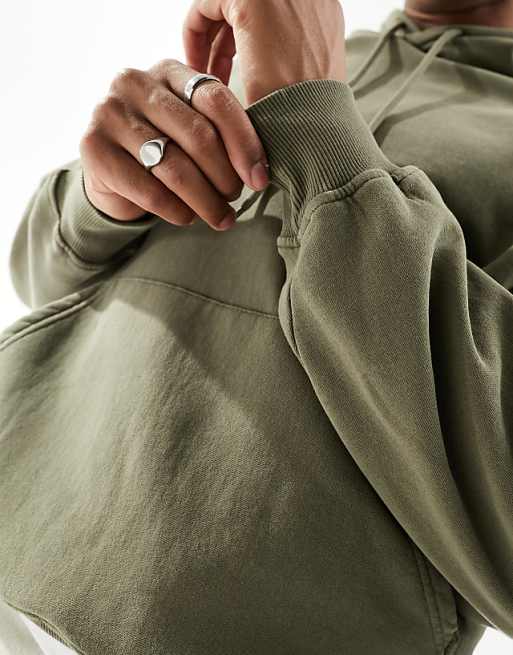 Basic Loose Fit Hoodie - Olive Green