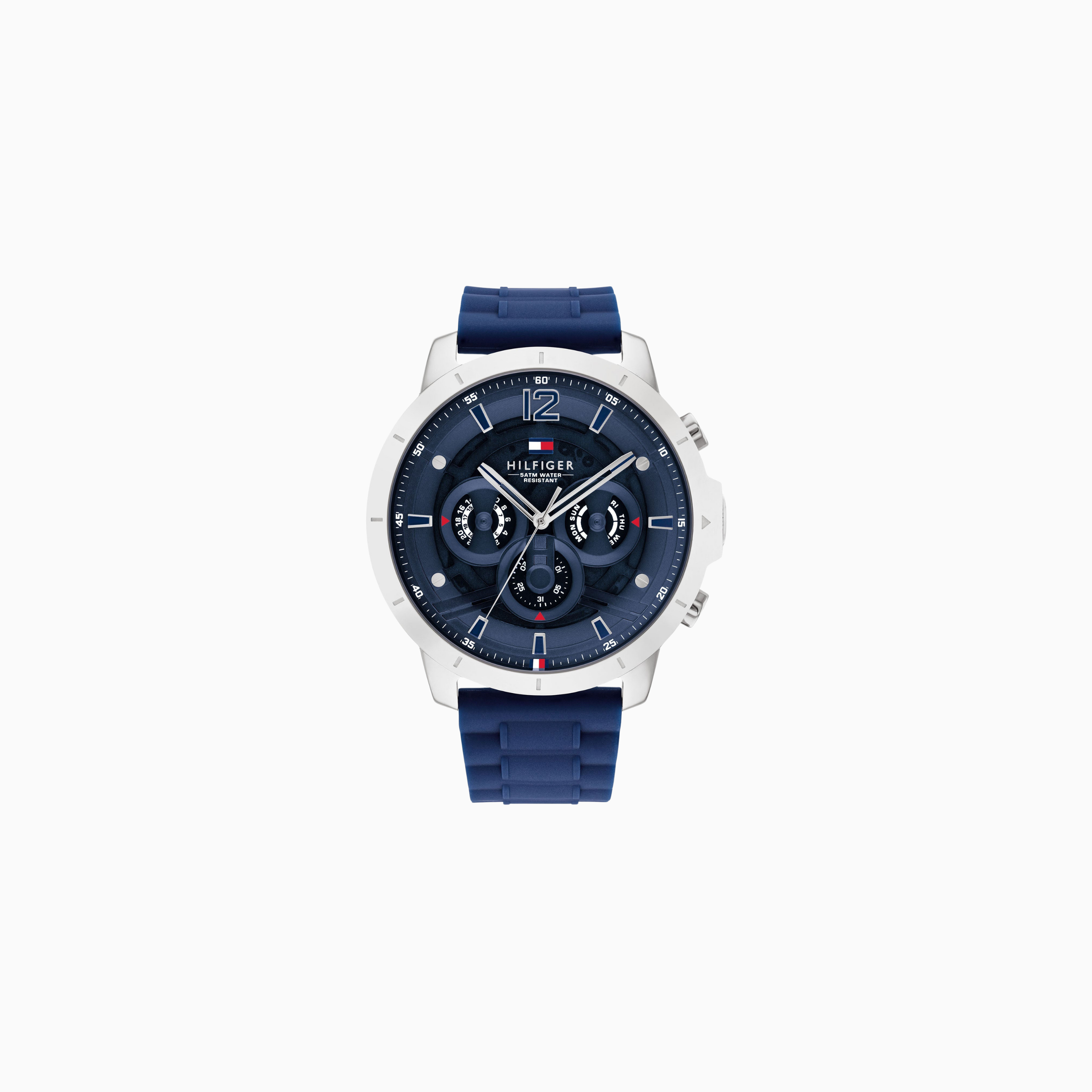 Tommy Hilfiger Men’s Quartz Blue Silicone Strap Blue Dial 50mm Watch 1710489