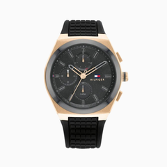 Tommy Hilfiger Men’s Quartz Black Silicone Strap Grey Dial 44mm Watch 1791931
