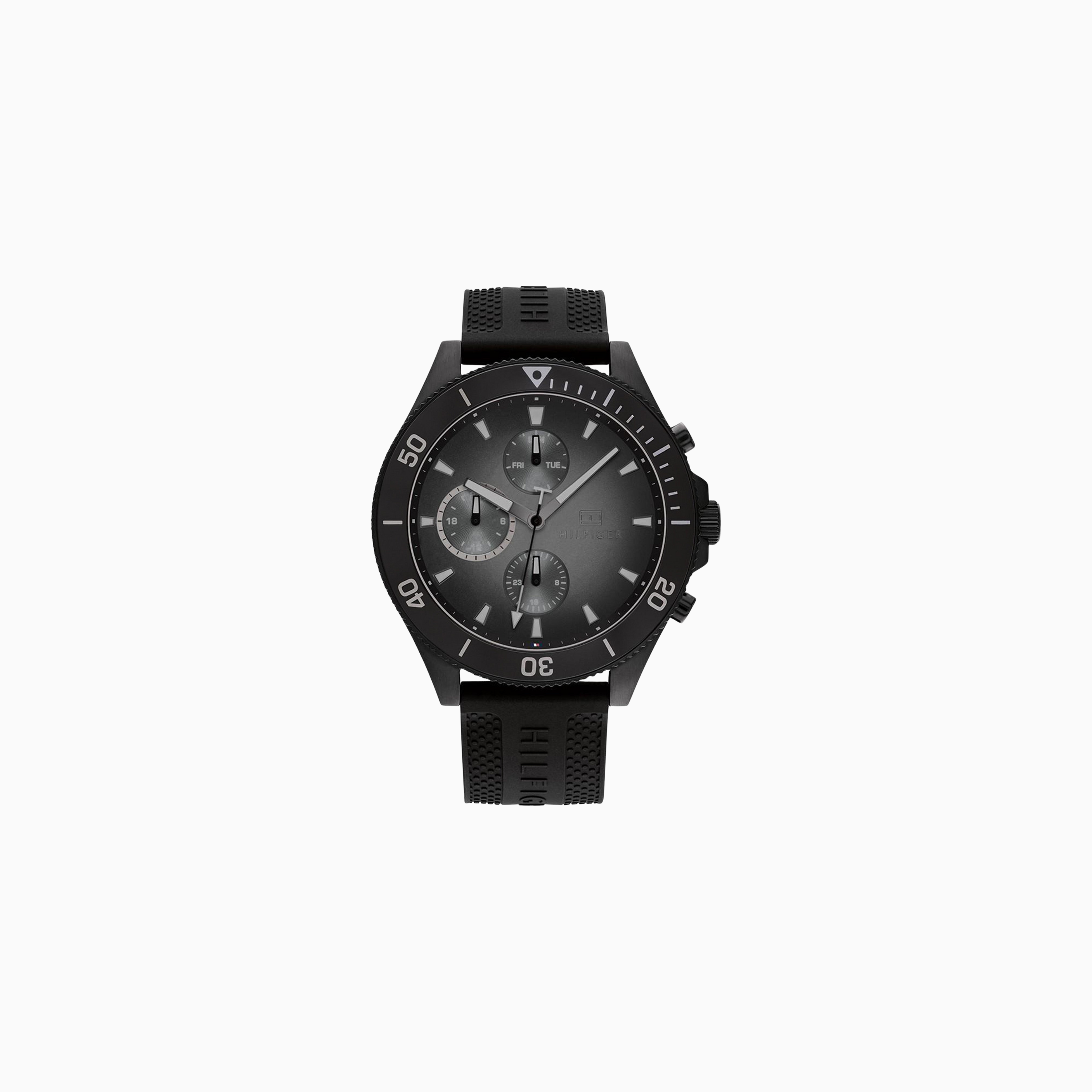 Tommy Hilfiger Men’s Quartz Black Silicone Strap Black Dial 46mm Watch 1791921