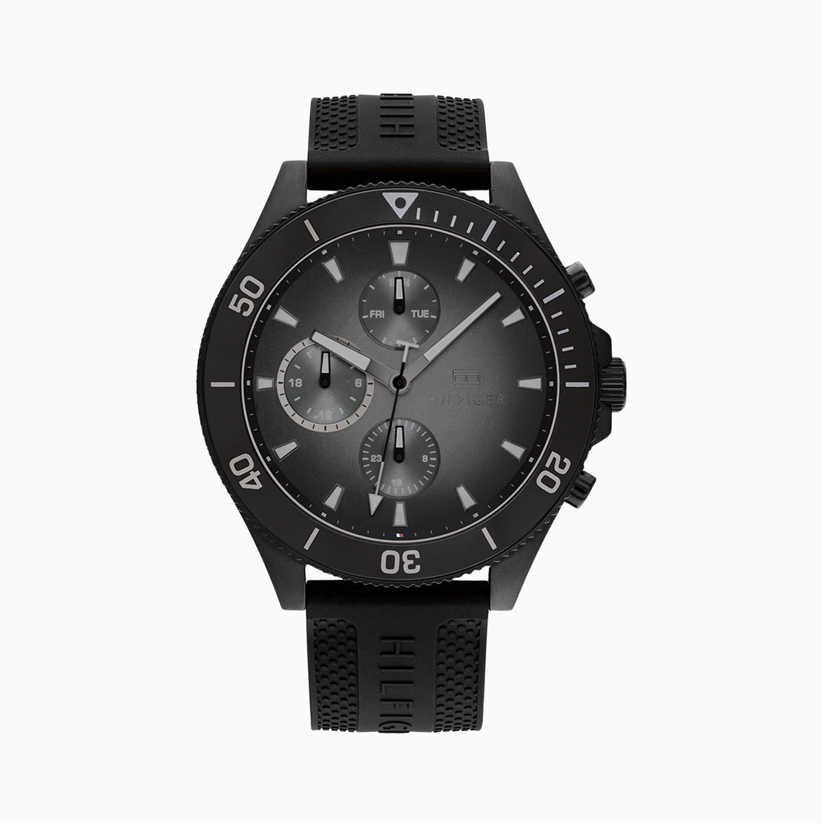 Tommy Hilfiger Men’s Quartz Black Silicone Strap Black Dial 46mm Watch 1791921