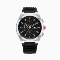 Tommy Hilfiger Men’s Quartz Black Silicone Strap Black Dial 44mm Watch 1791898