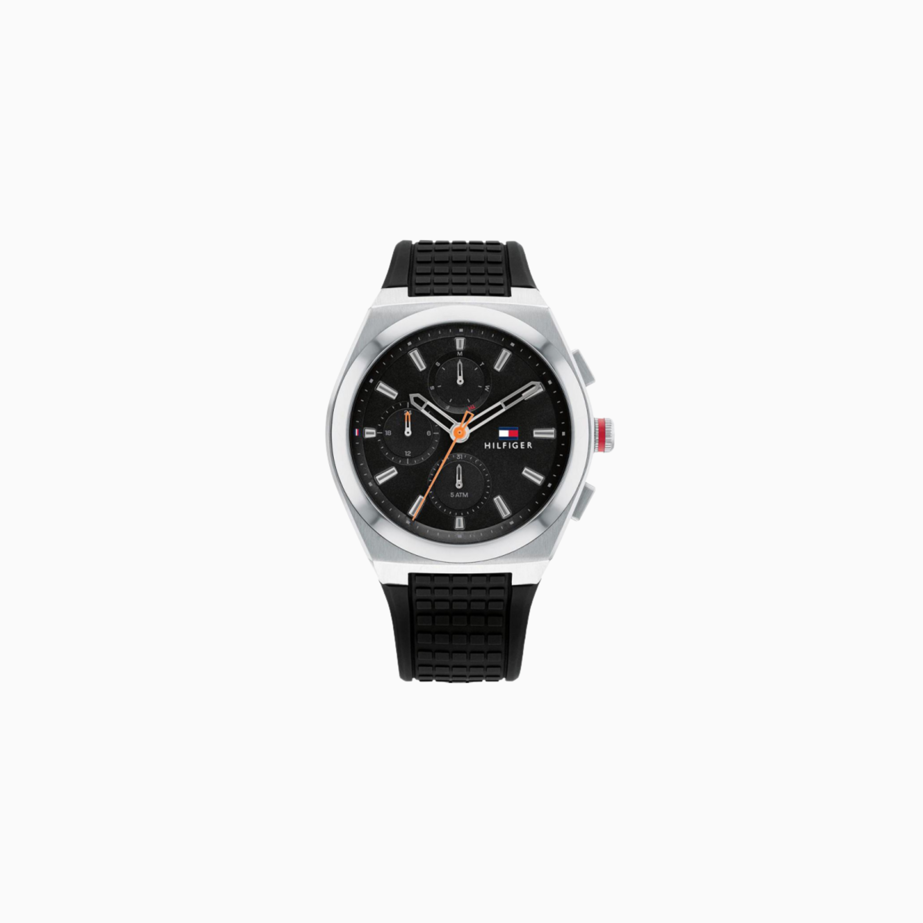 Tommy Hilfiger Men’s Quartz Black Silicone Strap Black Dial 44mm Watch 1791898