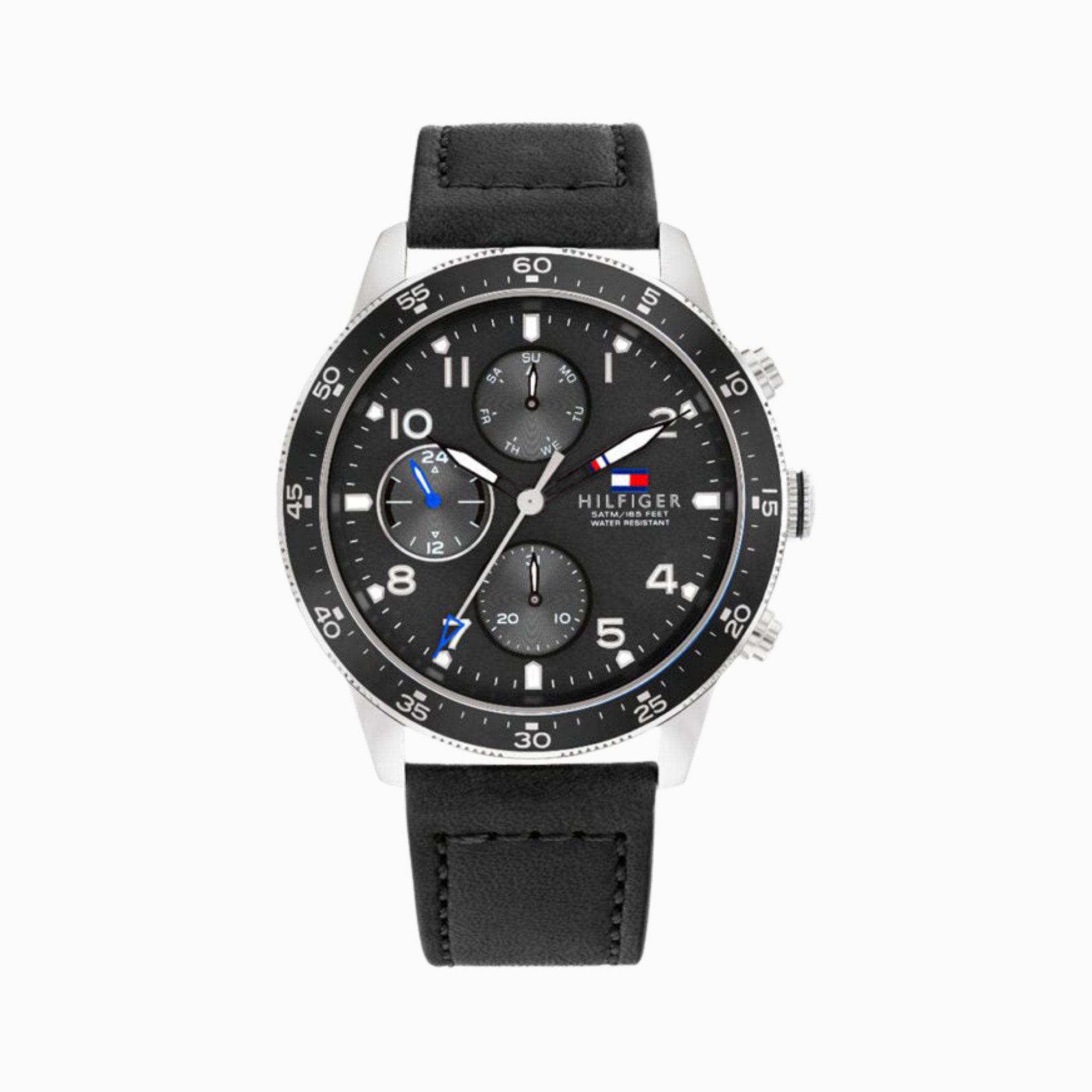 Tommy Hilfiger Men’s Quartz Black Leather Strap Black Dial 44mm Watch 1791947
