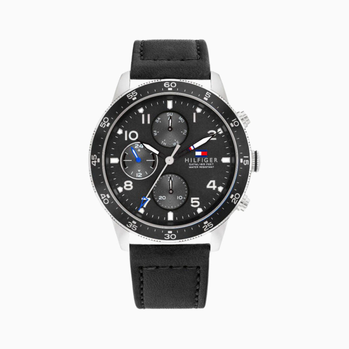 Tommy Hilfiger Men’s Quartz Black Leather Strap Black Dial 44mm Watch 1791947