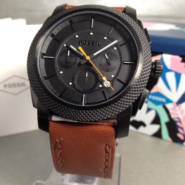 Fossil Men’s Quartz Brown Leather Strap Black Dial 45mm Watch FS5234
