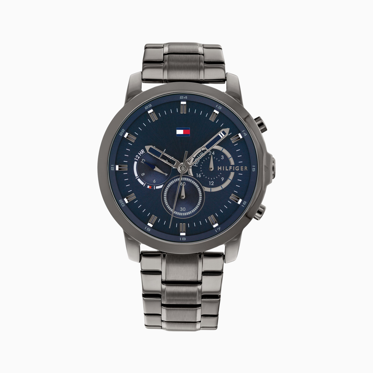 Tommy Hilfiger Jameson Grey Stainless Steel Blue Dial Chronograph Quartz Watch for Gents – 1791796