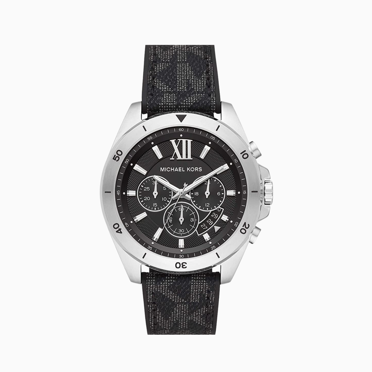 Michael Kors Men's Brecken Stainless Steel Quartz Watch with Plastic Strap, Black, 22 (Model: MK8850)