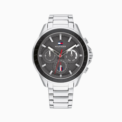 Tommy Hilfiger Men's Quartz Silver Stainless Steel Grey Dial 45mm Watch 1791857