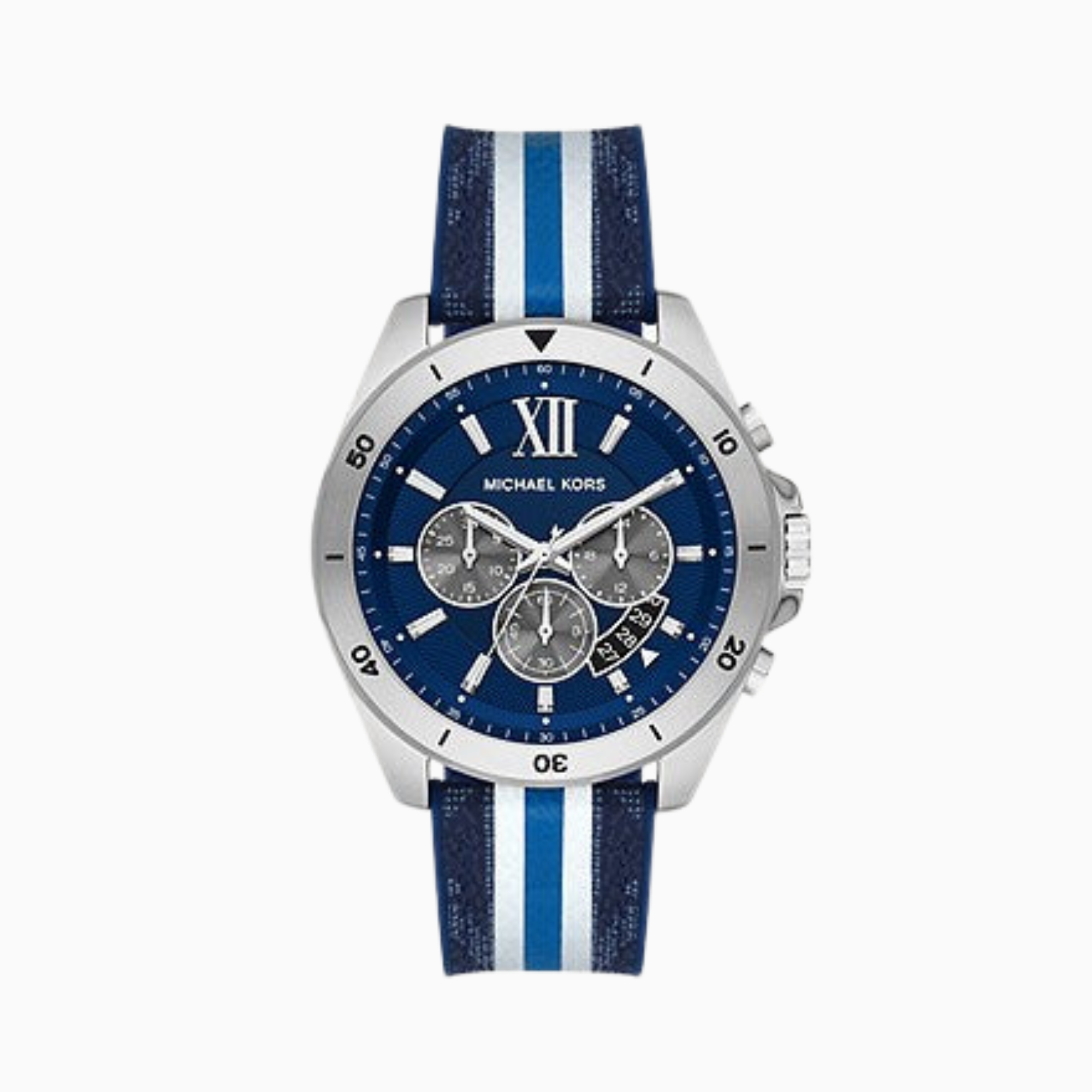 Michael Kors Brecken Chronograph Blue and White PVC Watch MK8950