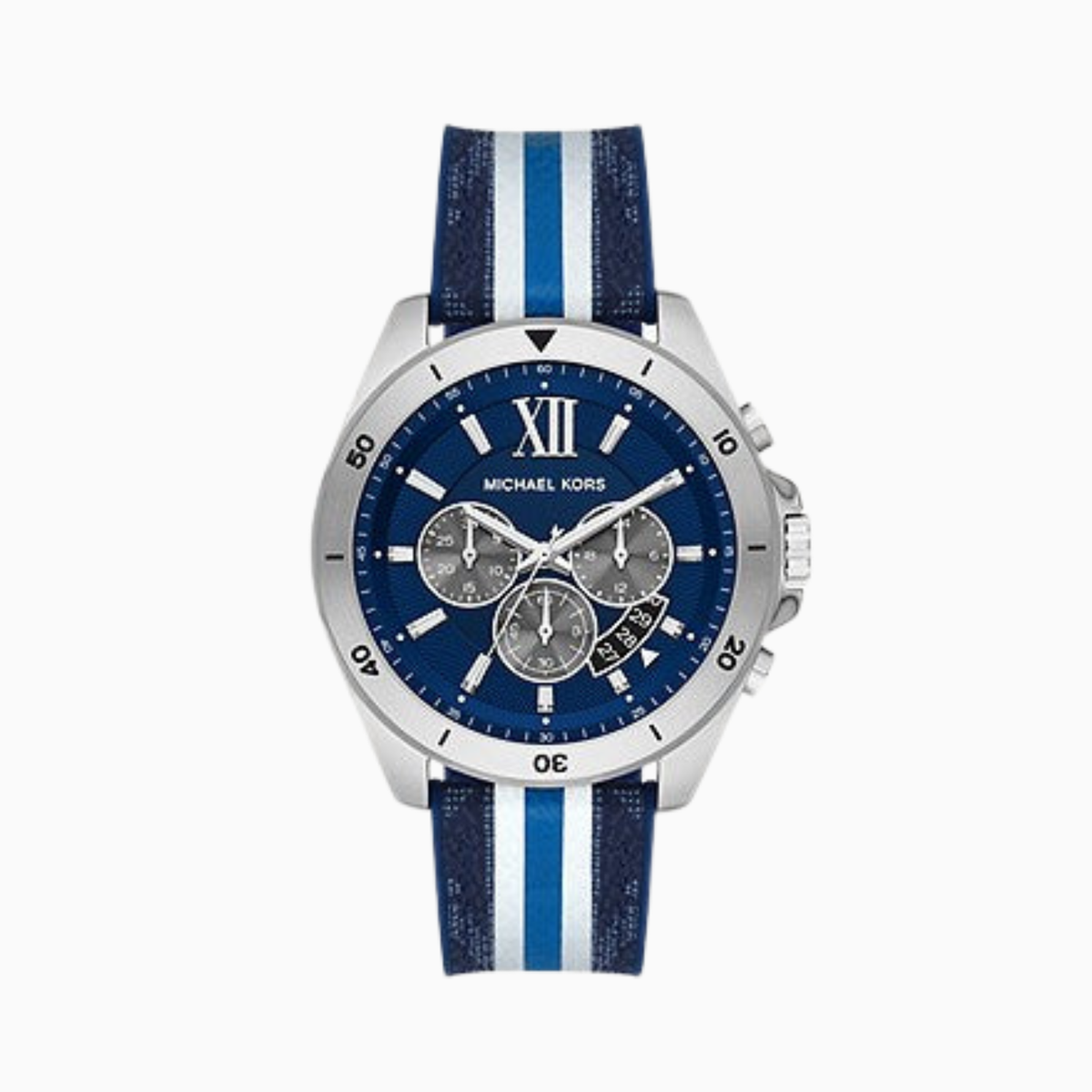 Michael Kors Brecken Chronograph Blue and White PVC Watch MK8950