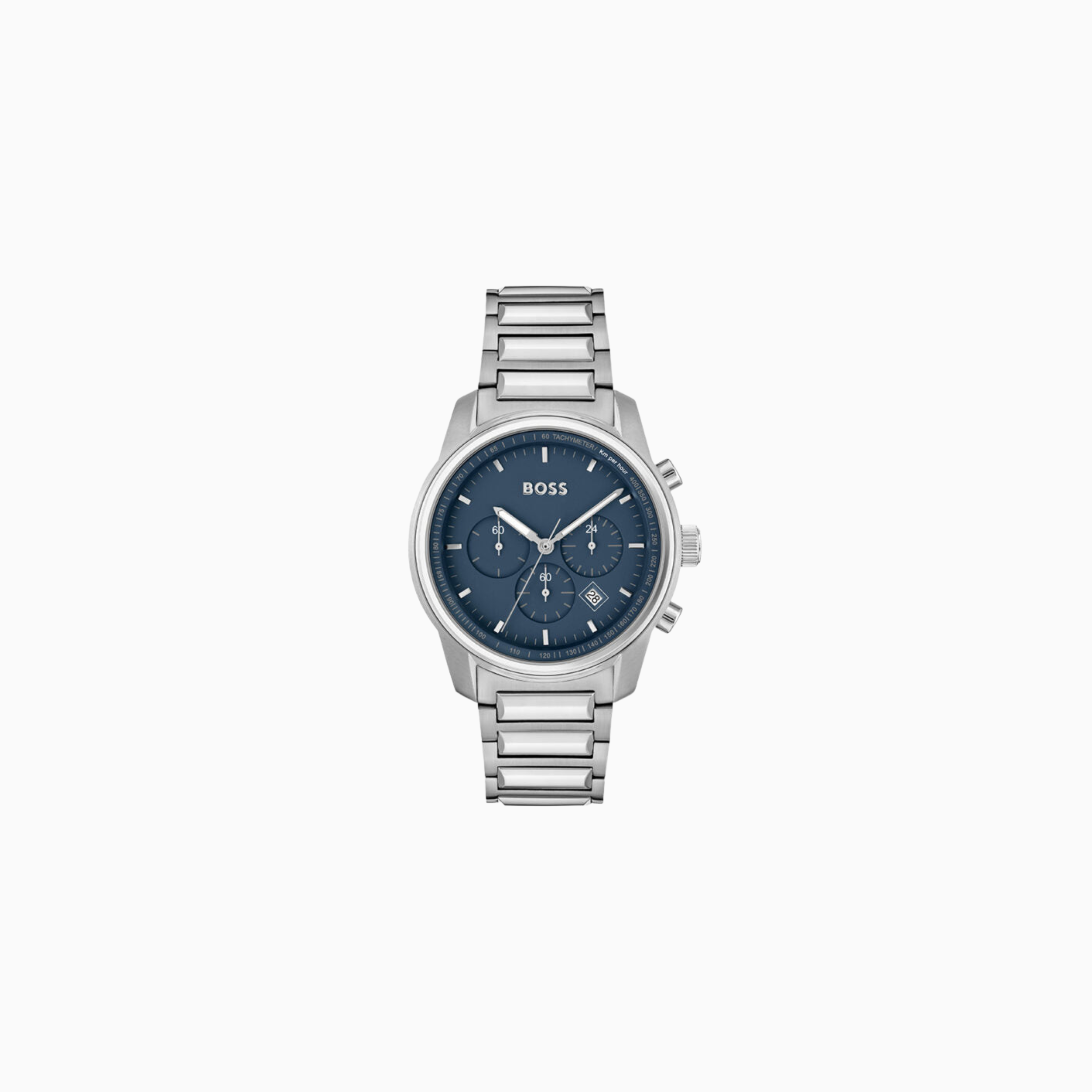 Hugo Boss Mens Silver Stainless Steel Blue Dial Chronograph Quartz Watch  – 1514007