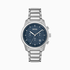 Hugo Boss Mens Silver Stainless Steel Blue Dial Chronograph Quartz Watch  – 1514007
