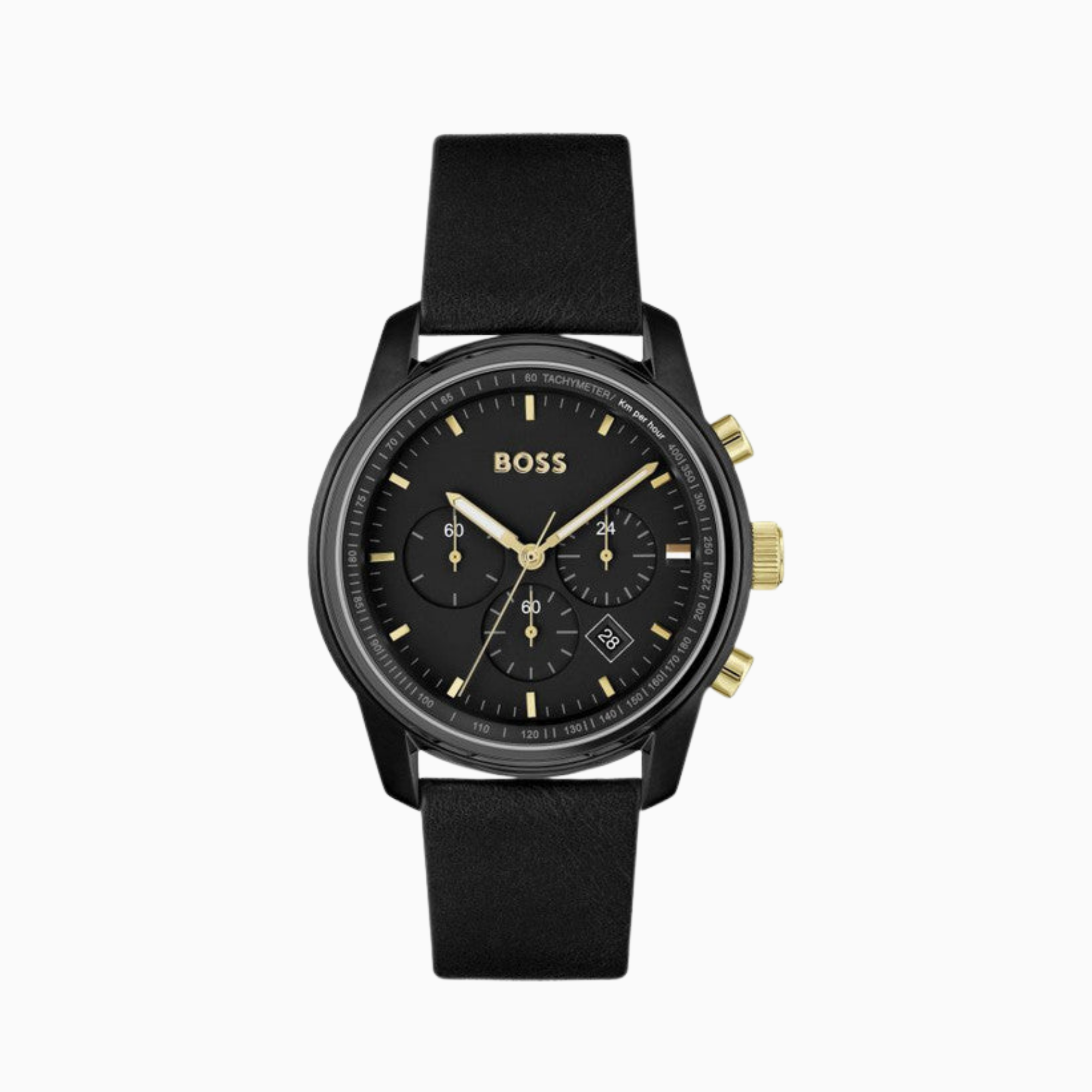 Hugo Boss Mens Chronograph With Black Dial Leather Strap Watch – 1514003