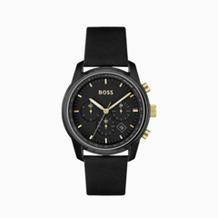 Hugo Boss Mens Chronograph With Black Dial Leather Strap Watch – 1514003