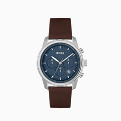 Hugo Boss Mens Chronograph Blue Dial Leather Strap Watch – 1514002