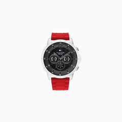 Tommy Hilfiger Men’s Quartz Red Silicone Strap Grey Dial 50mm Watch 1710490