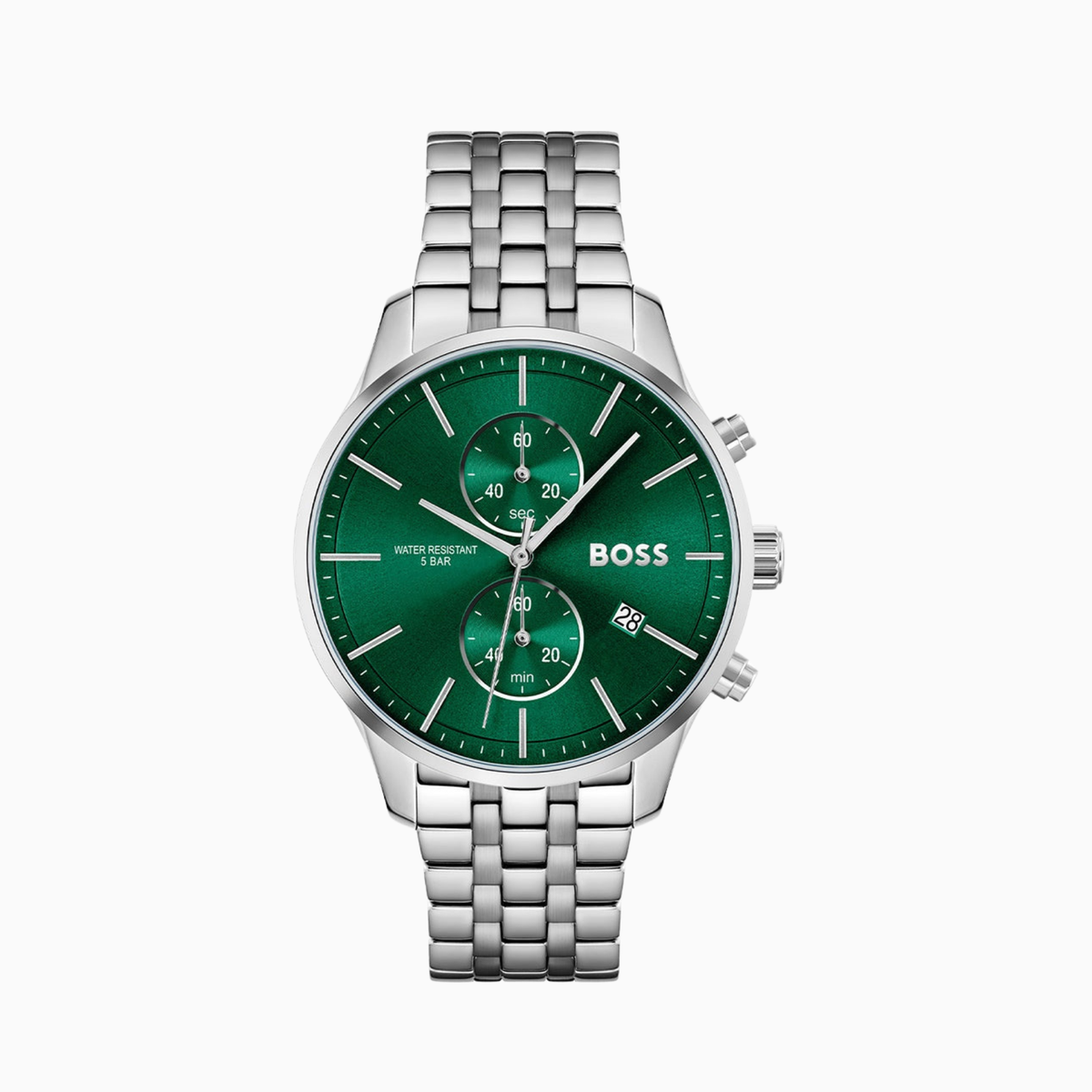 Hugo Boss Men’s Quartz Silver Stainless Steel Green Dial 42mm Watch 1513975